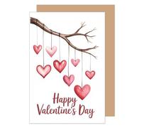Edition Seidel VT116 SW2025 Carte de vœux pour la Saint-Valentin avec enveloppe Inscription en anglais Happy Valentine's Day Aquarelle Amour pour homme, femme, petit ami, petite amie