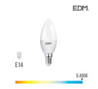 Edm ampoule LED bougie E14 7W - Blanc du jour 6400K