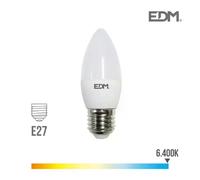 Edm Ampoule LED bougie E27 5W 400lm 6400K lumière froide Ø3,5x10cm