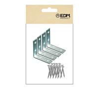 Edm AN02 Équerre de renfort en acier zingué 60 x 60 x 15 mm Lot de 4 avec vis Blister