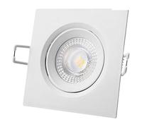 EDM Downlight LED encastrable, carré cadre blanc, 5 W 380 lm 4000 K