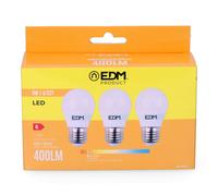 Edm Kit 3 ampoules LED sphériques E27 5W 400lm 3200K lumière chaude Ø4,5 x 8 cm