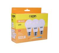 Edm lot de 3 ampoules LED E27 10 W - blanc chaud 3200 K