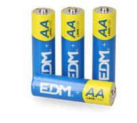Edm LR06 Pile Alcaline AA Power Life 1,5V Lot de 4 - Diamètre 14,5 x 50,5 mm