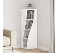 EDNRSOG Armoire d'angle 32 x 32 x 102 cm en bois | Surface mate, design d'angle pour salon, étagères pour livres et décoration, fixation murale pour plus de stabilité