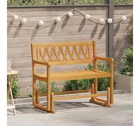 EDNRSOG Banc à bascule de jardin naturel 110 cm en bois massif d'acacia | Design rustique, surface huilée, accoudoirs plats, pieds stables, facile d'entretien