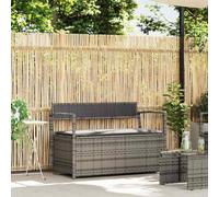 EDNRSOG Banc de jardin avec espace de rangement et coussin en rotin | Résistant aux intempéries, mécanisme à ressort à gaz, housse amovible et lavable, sac intérieur imperméable