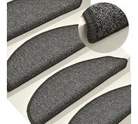 EDNRSOG Lot de 15 tapis d'escalier - 56 x 17 x 3 cm - Gris foncé - Semi-circulaires - Antidérapant - En 100 % polypropylène - Insonorisant et lavable - Avec ruban adhésif double face pour une