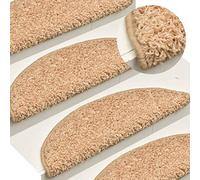EDNRSOG Lot de 15 tapis d'escalier antidérapants, 56 x 17 x 3 cm, doré, semi-circulaire, en polypropylène, lavable, avec ruban adhésif double face, insonorisant et confortable