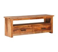 EDNRSOG Meuble TV en bois massif 118 x 30 x 40 cm, fabriqué à la main, table TV avec 2 tiroirs et 1 étagère, meuble bas en bois massif, stable et durable, déjà monté, unique