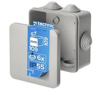 EDO Boîte de Dérivation IP55 Étanche 109x109x57 mm Grise - Résistante aux UV et sans Halogène - Boîte de Jonction avec Presse-étoupes et Couvercle à Encliqueter Intérieur et Extérieur