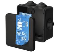 EDO Boîte de Dérivation IP55 Étanche 109x109x57 mm Noire - Résistante aux UV et sans Halogène - Boîte de Jonction avec Presse-étoupes et Couvercle à Encliqueter Intérieur et Extérieur