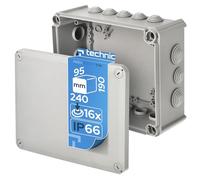 EDO Boîte de Dérivation IP66 Étanche 240x190x95 mm Grise - Résistante aux UV et sans Halogène - Boîte de Jonction avec Presse-étoupes et Couvercle à Vis Intérieur et Extérieur