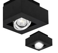 EDO Carré Spot de Plafond GU10 OSMIN RIM 1 Spot Blanc/Argenté - Plafonnier en Saillie - Lampe Simple avec Anneau Interchangeable et Orientable - Éclairage Moderne pour Salon, Chambre, Cuisine