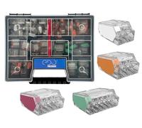 EDO Coffret 100 Bornes de Connexion VDE - Bornes de Connexion Rapides Push-in pour Fils Rigides 0,5-2,5 mm² avec Valise de Rangement - Dominos Électriques Compacts pour Installations Intérieures