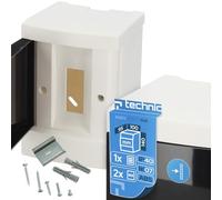 EDO Coffret Électrique Apparent 1 Rangée pour 2 Modules IP40 IK07 | 14 x 10 x 9,5 cm - Boîtier de Distribution en ABS Blanc - Tableau Électrique Intérieur pour Garage, Atelier, Maison