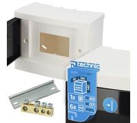 EDO Coffret Électrique Apparent 1 Rangée pour 6 Modules IP40 IK07 | 14 x 18 x 9,5 cm - Boîtier de Distribution en ABS Blanc - Tableau Électrique Intérieur pour Garage, Atelier, Maison