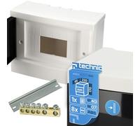 EDO Coffret Électrique Apparent 1 Rangée pour 8 Modules IP40 IK07 | 17 x 22 x 9,5 cm - Boîtier de Distribution en ABS Blanc - Tableau Électrique Intérieur pour Garage, Atelier, Maison