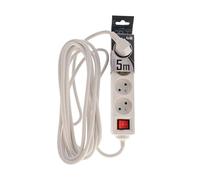 EDO, multiprise - Logan câble d'extension Blanc 4 Voies Type E français 5m, multiprise avec Interrupteur