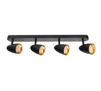 EDO Plafonnier à 4 points OVO 4 LED noir doré IP20 GU10 4 points, réflecteur GU10 rotatif, spot, 230 V, pour salon, Goldring EDO777243