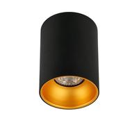 EDO Rond Spot de Plafond en Saillie GU10 ZAMA Noir avec Or - Ø80x110mm Plafonnier Spot 230V avec Douille GU10 - Lampe de Plafond en Aluminium, Downlight pour la chambre, le salon, la cuisine