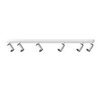 EDO Spot de Plafond Orientable Blanche et Noire MALGA DUO 6, Plafonnier 6 Spot avec Douille GU10, Éclairage de Plafond Moderne, Luminaire Plafonnier 230V, Barre de Spot pour Salon Chambre à Coucher