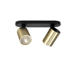 EDO Spot de Plafond Orientable Noire et Dorée MALGA ELEGANT 2 Plafonnier 2 Spot avec Douille GU10 Éclairage de Plafond Moderne Luminaire Plafonnier 230V Barre de Spot pour Salon Chambre à Coucher