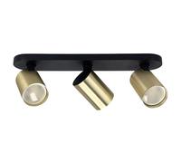 EDO Spot de Plafond Orientable Noire et Dorée MALGA ELEGANT 3 Plafonnier 3 Spot avec Douille GU10 Éclairage de Plafond Moderne Luminaire Plafonnier 230V Barre de Spot pour Salon Chambre à Coucher
