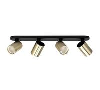 EDO Spot de Plafond Orientable Noire et Dorée MALGA ELEGANT 4 Plafonnier 4 Spot avec Douille GU10 Éclairage de Plafond Moderne Luminaire Plafonnier 230V Barre de Spot pour Salon Chambre à Coucher
