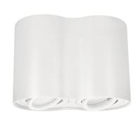 EDO Spot Plafonnier en Saillie Rond Blanc SKAND 2 Orientable - Double Spot Plafond en Aluminium avec Douille GU10 - Applique de Plafond pour Salon, Cuisine, Couloir, Bureau