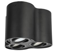 EDO Spot Plafonnier en Saillie Rond Noir SKAND 3 Orientable - Triple Spot Plafond en Aluminium avec Douille GU10 - Applique de Plafond pour Salon, Cuisine, Couloir, Bureau
