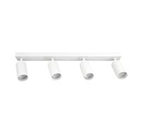 EDO Spots de Plafond Orientable Blanc MALGA 4, Plafonnier 4 Spots avec Douille GU10, Éclairage de Plafond Moderne, Luminaire Plafonnier 230V, Barre de Spot sans Ampoules pour Salon Chambre à Coucher
