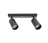 EDO Spots de Plafond Orientable Noir MALGA 2, Plafonnier 2 Spots avec Douille GU10, Éclairage de Plafond Moderne, Luminaire Plafonnier 230V, Barre de Spot sans Ampoules pour Salon Chambre à Coucher
