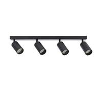 EDO Spots de Plafond Orientable Noir MALGA 4, Plafonnier 4 Spots avec Douille GU10, Éclairage de Plafond Moderne, Luminaire Plafonnier 230V, Barre de Spot sans Ampoules pour Salon Chambre à Coucher