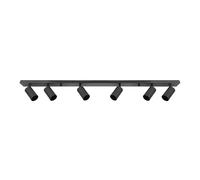 EDO Spots de Plafond Orientable Noir MALGA 6, Plafonnier 6 Spots avec Douille GU10, Éclairage de Plafond Moderne, Luminaire Plafonnier 230V, Barre de Spot sans Ampoules pour Salon Chambre à Coucher