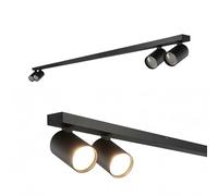 EDO Spots de Plafond Orientable Noir MALGA LINE 4, Plafonnier 4 Spots avec Douille GU10, Éclairage de Plafond Moderne, Luminaire 230V, Barre de Spot sans Ampoules pour Salon Chambre à Coucher