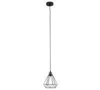 EDO Suspension ALAMBRA LARGO, Vintage, Rétro, lampe suspendue en acier et plastique noir, idéal pour Salon, Chambre, Café, Restaurent, Culot E27, Cage: 20x23, IP20, 230V EDO777193