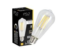 EDO Vintage Ampoule Décorative DARI E27 Filament 7W Blanc Chaud 3000K 710lm CLEAR ST64 Ampoule de Décoration LED - Idéal pour le Design Rétro et Industriel, Non Dimmable