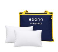EDONA Oreiller 60x60 mi Ferme Lot de 2 Lavable en Machine - Le Paisible | Dormir sur le dos & le côté - Soutient cervicale optimale - Qualité Hôtel - Lit Adulte