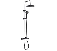 Edouard Rousseau - Colonne de Douche Pagan - Tête de Douche Orientable, Picots Anticalcaire, Sécurité Anti-Brûlure - Flexible 1,50 m - Noir