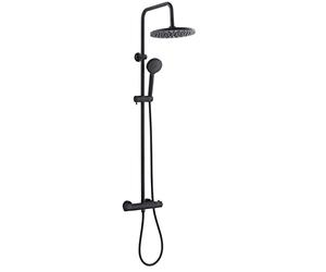 Edouard Rousseau - Colonne de Douche Pagan - Tête de Douche Orientable, Picots Anticalcaire, Sécurité Anti-Brûlure - Flexible 1,50 m - Noir