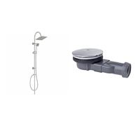 Edouard Rousseau - Colonne de Douche Soto - Tête de Douche Orientable, Picots Anticalcaire - Flexible 1,50 m - Chromé & Wirquin 30718661 Bonde de douche Slim D40 avec siphon, chromé