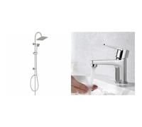 Edouard Rousseau - Colonne de Douche Soto - Tête de Douche Orientable, Picots Anticalcaire & Ibergrif Star M11057, Mitigeur de Lavabo - Robinet de Salle de Bains Monocommande