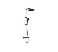 Edouard Rousseau - Colonne de Douche Thermostatique HOOP - Tête Ronde Ø 250 mm - Douchette 1 Jet - Hauteur Réglable - Sécurité 38°C (Noir)