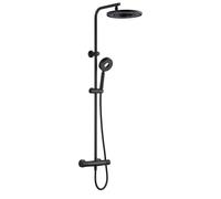Edouard Rousseau - Colonne de Douche Thermostatique HOOP - Tête Ronde Ø 250 mm - Douchette 1 Jet - Hauteur Réglable - Sécurité 38°C (Noir)