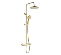 Edouard Rousseau - Colonne de Douche Thermostatique LUEGGO - Tête de Douche Ø 225 mm - Douchette 5 Jets - Bras Télescopique 80 à 120 cm - Sécurité 38°C - 3 coloris disponibles (Doré)