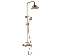 EDOUARD ROUSSEAU Colonne de Douche Thermostatique Rétro, Vieux Bronze, Tête 200 mm, Douchette 1 Jet, Hauteur Réglable, Sécurité Anti-Brûlure 38°C