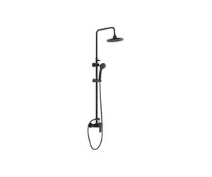 Edouard Rousseau Combidouche Shenti, Colonne de Douche Shenti 3 Jets, Tête de Douche Orientable, Bras Télescopique Rotatif Flexible 1,50 m, Noir