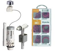 Edouard Rousseau - Ensemble Mécanisme de Chasse d’Eau à Bouton Poussoir + Robinet Flotteur pour Réservoir & Comap Coffret de 100 Joints fibre pour eau chaude/froide