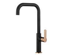 Edouard Rousseau - Mitigeur Évier Kanban - Manette et Embase PVD, Écrou de Serrage Rapide à la Main - 377 (Hauteur) x 189 (Saillie) mm - Noir/Rose Gold